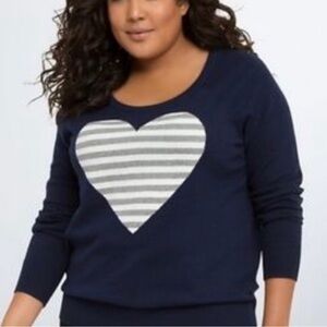 Torrid Navy Striped Heart Sweater